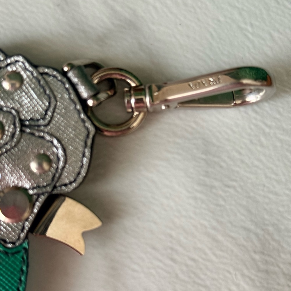 Prada Silver and Green Floral Bag Charm Authentic - Picture 3 of 4